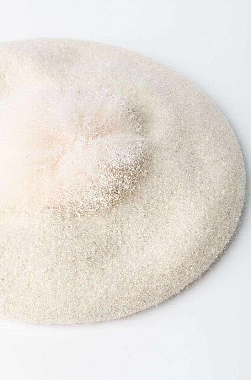 Detail View Color Pop Faux Fur Beret view 3