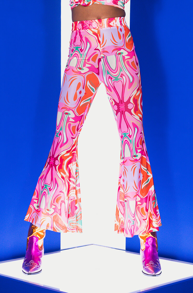 Front View Colorful Imagination Flared Mesh Legging view 1