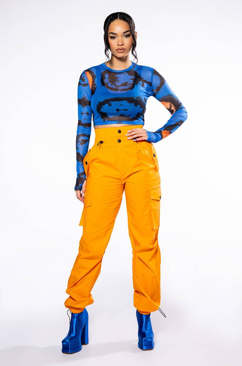 Side View Colors Of The Wind Long Sleeve Crew Neck Mesh Crop view 2