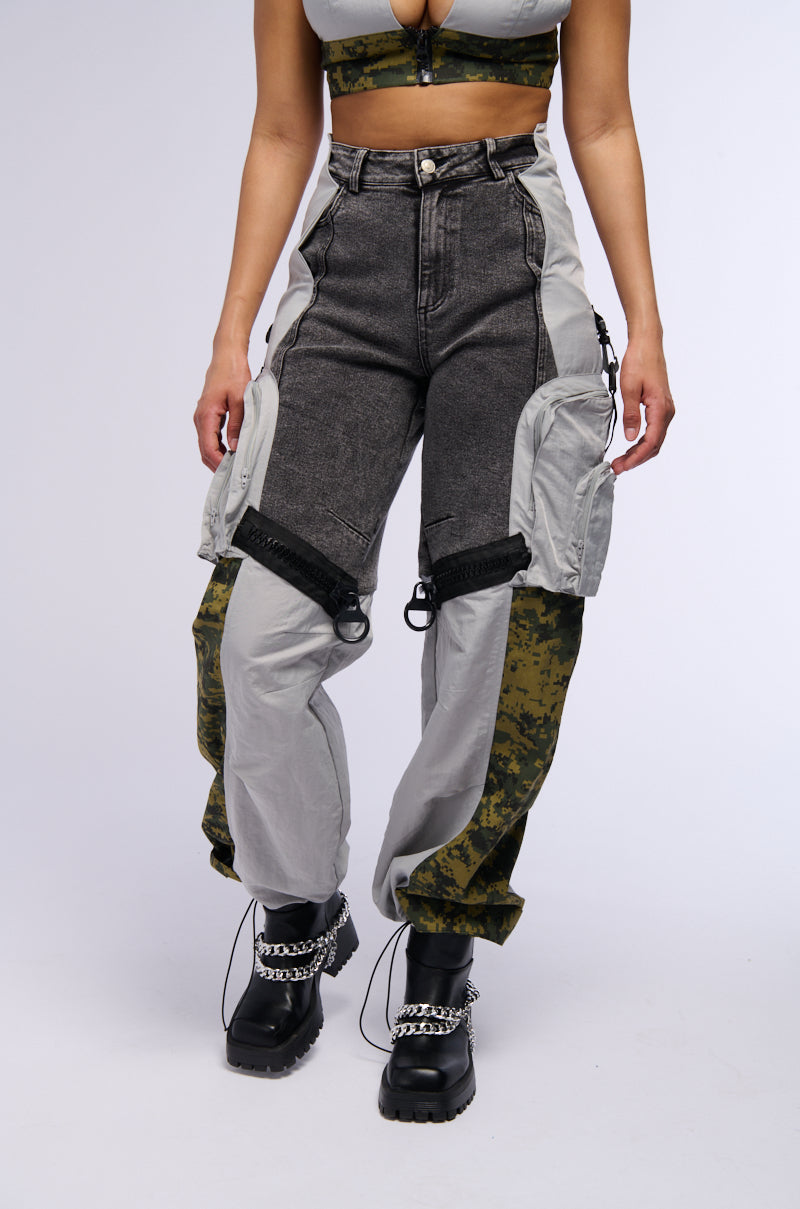 Front View Combat Combo Denim Trouser