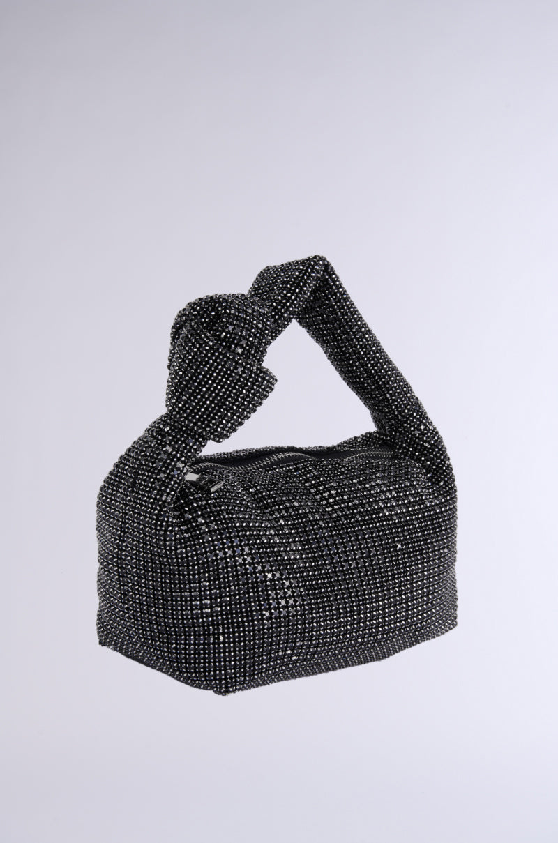 Back View Come Closer Rhinestone Purse In Black