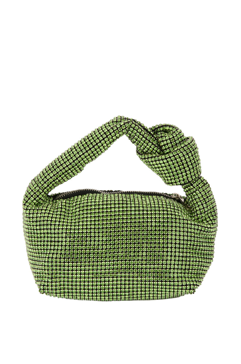 Side View Come Closer Rhinestone Purse In Green
