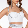 Front View Come Get It Rhinestone Bandage Crop Top