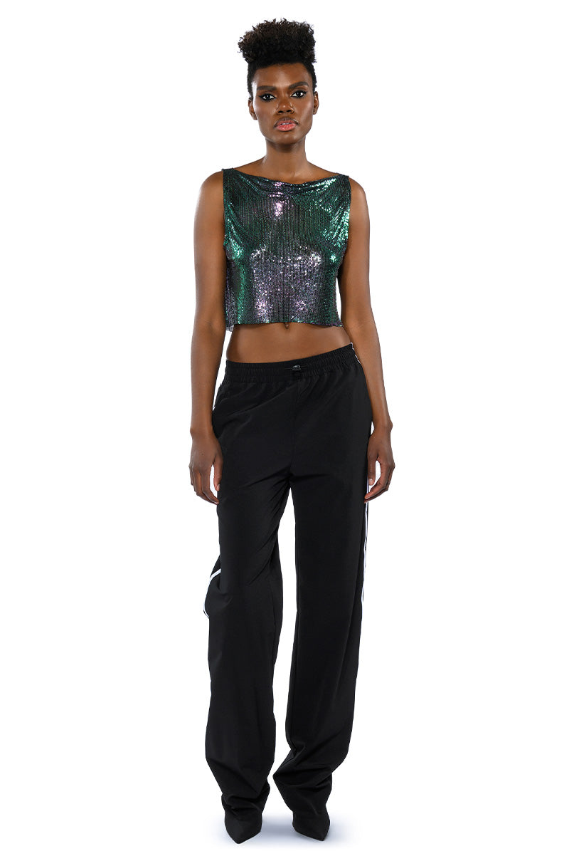 Extra View Come My Way High Shine Chainmail Tank Top