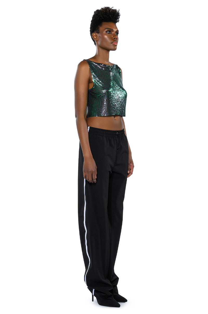 Extra View Come My Way High Shine Chainmail Tank Top