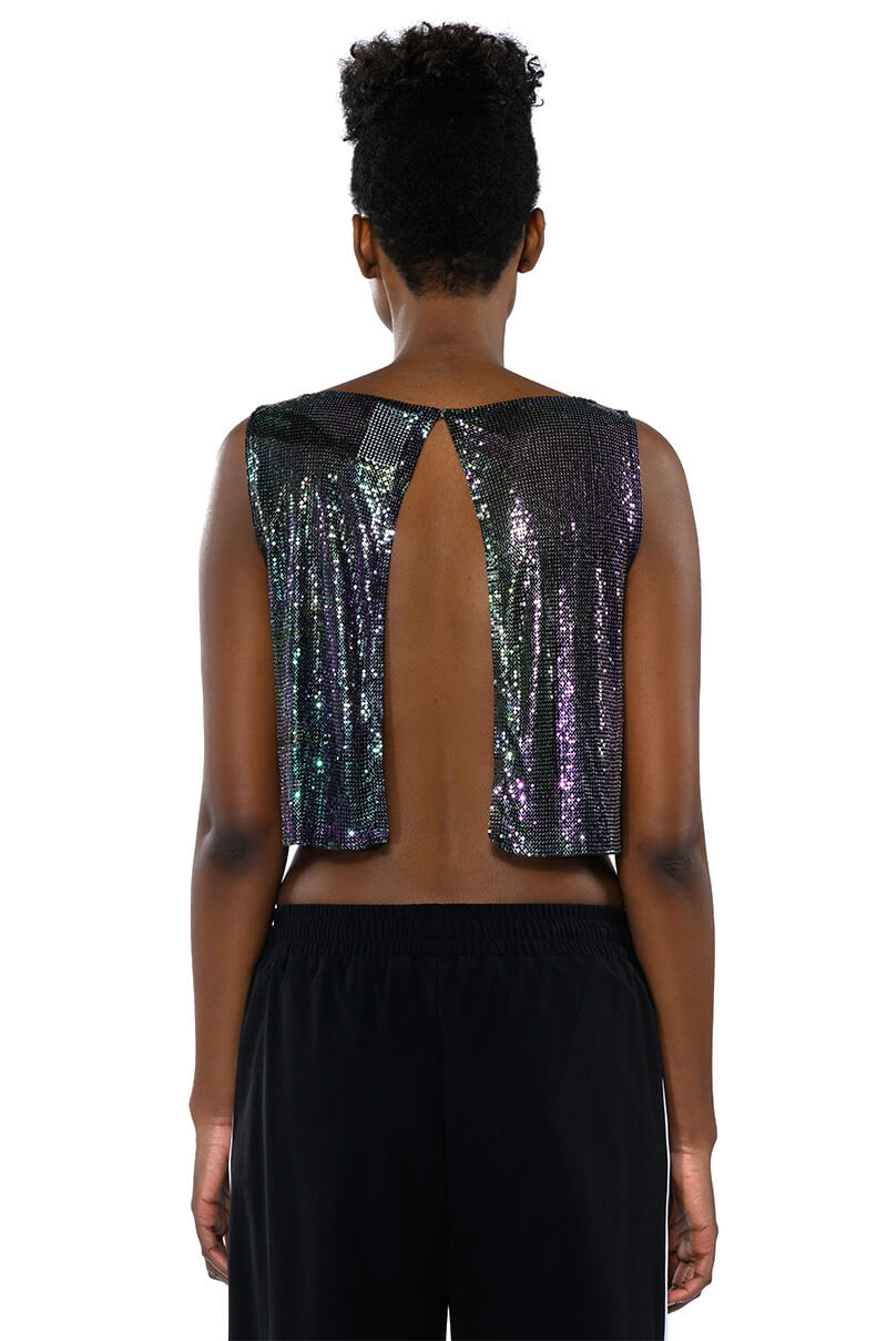 Extra View Come My Way High Shine Chainmail Tank Top