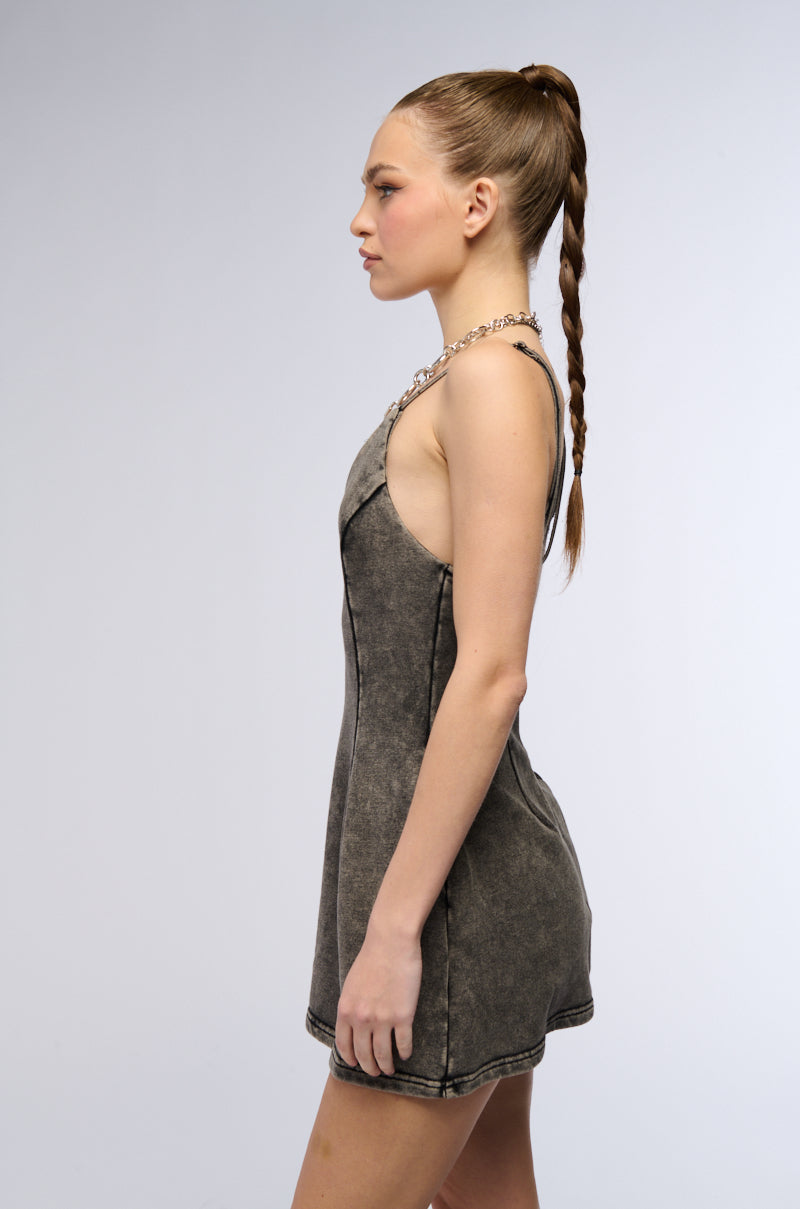 Back View Comfy And Snatched Mineral Washed Mini Dress
