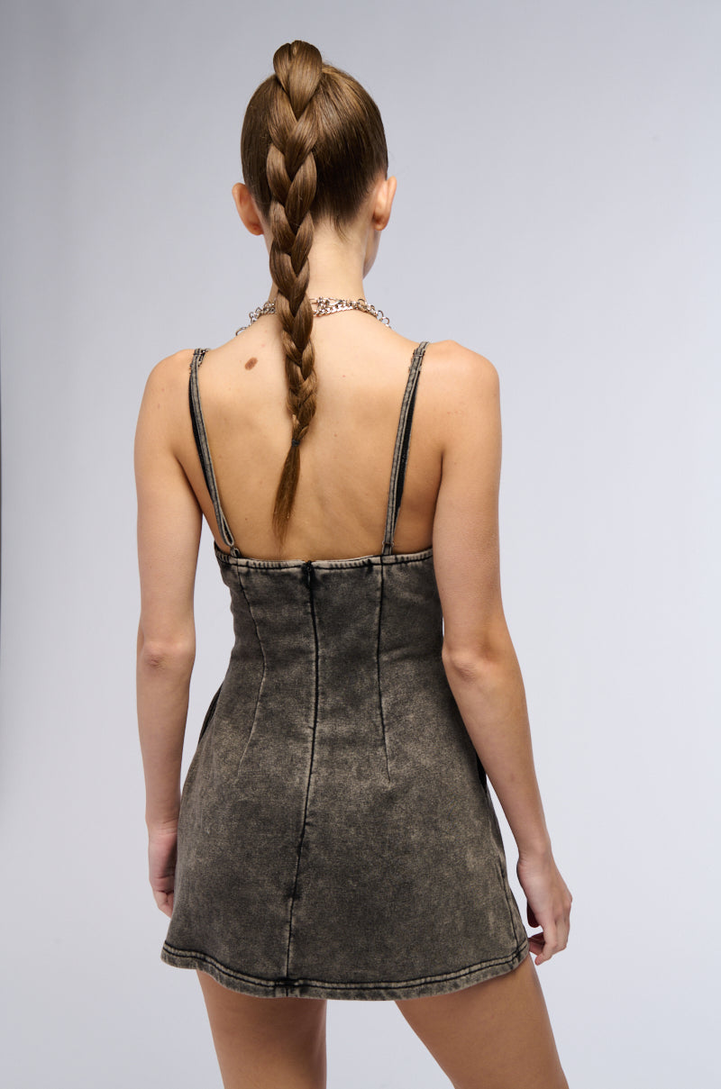 Detail View Comfy And Snatched Mineral Washed Mini Dress