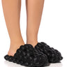 Front View Comfy Girl Chic Black Bubble Slide