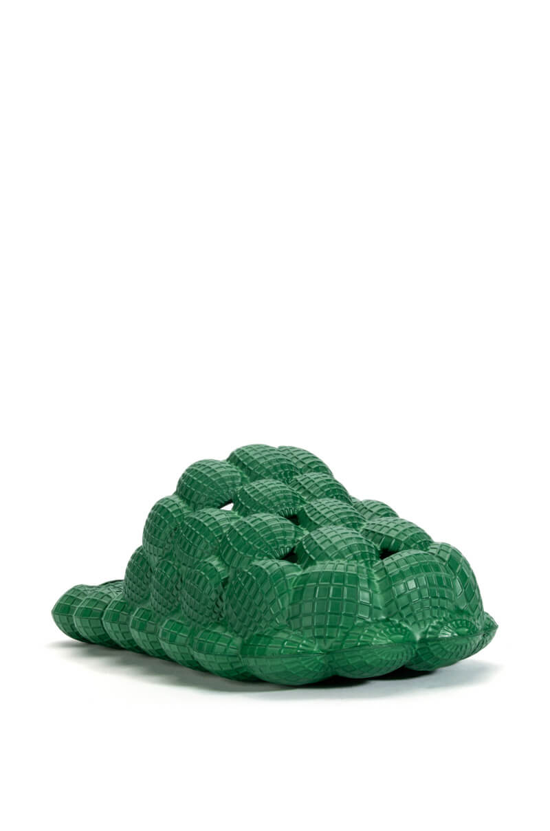 Back View Comfy Girl Chic Green Bubble Slide