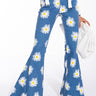 Front View Coming Up Daisies Printed Flared Jean