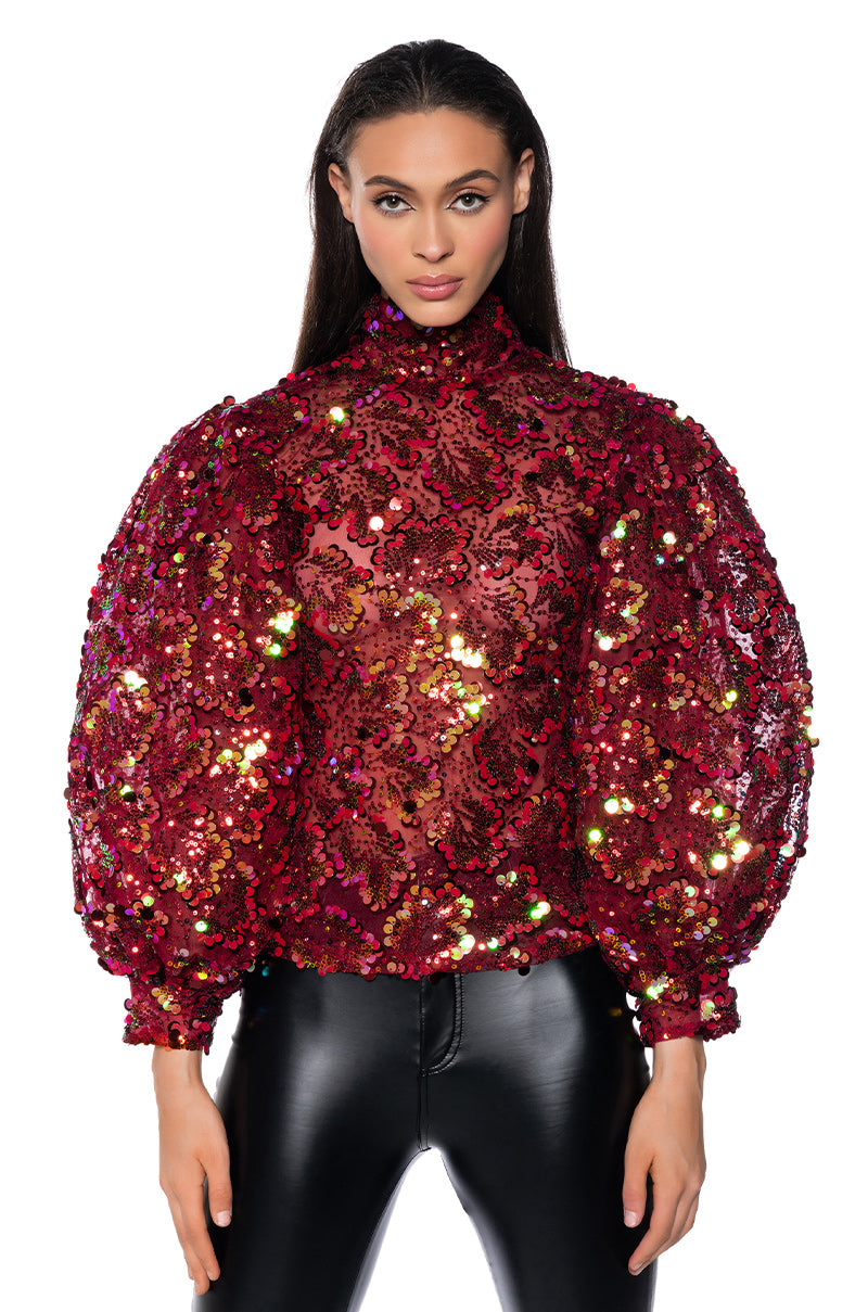 CONFETTI LONG SLEEVE MOCK NECK BLOUSE view 0