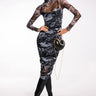 Front View Confidence Is Key Long Sleeve Ruched Mesh Midi Dress