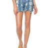 Front View Connie Distressed High Waisted Denim Shorts