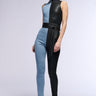 Front View Connie Stretchy Two Tone Jumpsuit