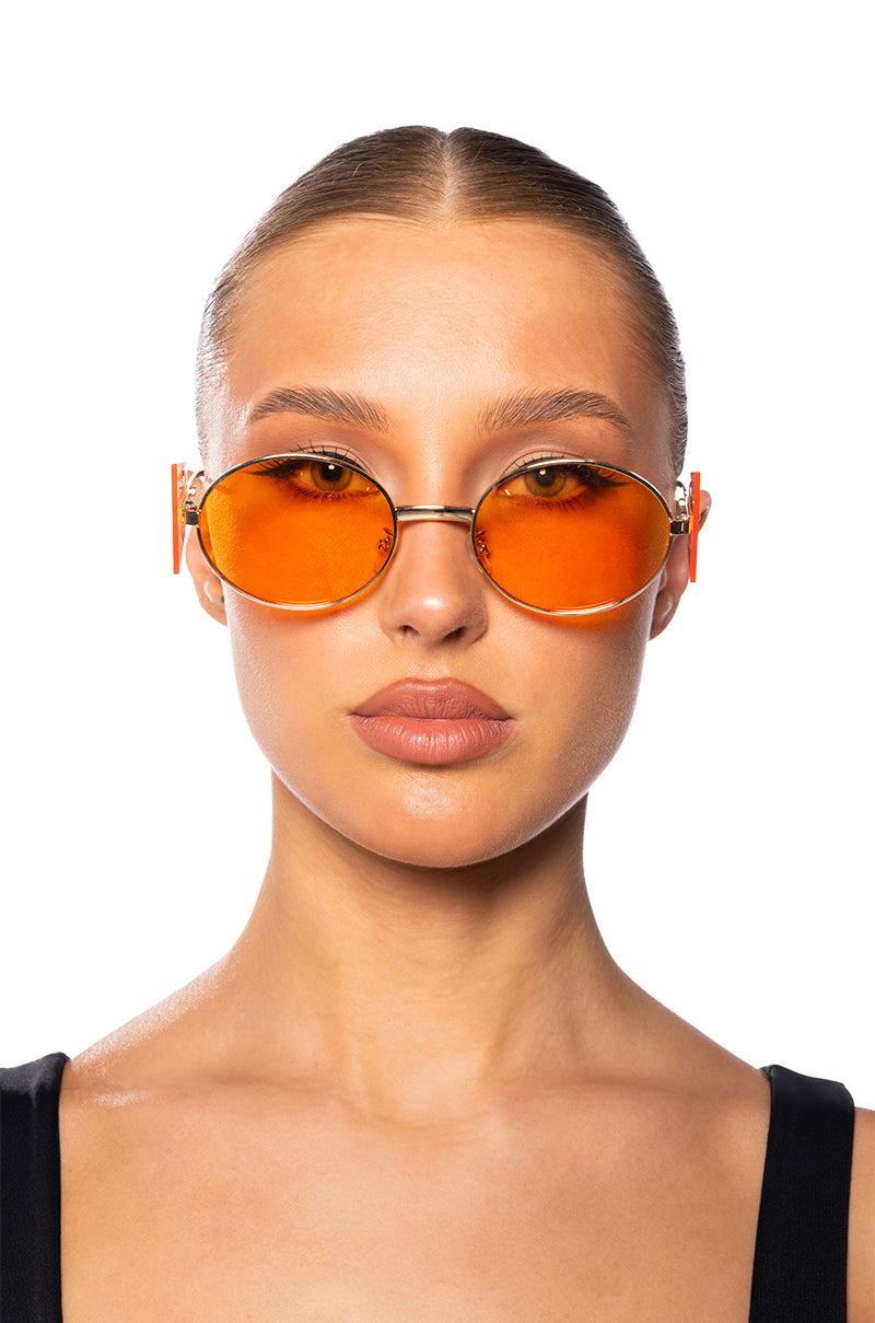 Front View Contemporary Art Sunnies In Orange