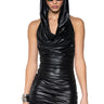 Front View Cool Girl Hooded Mini Dress In Black