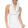 Front View Cool Girl Hooded Mini Dress In White