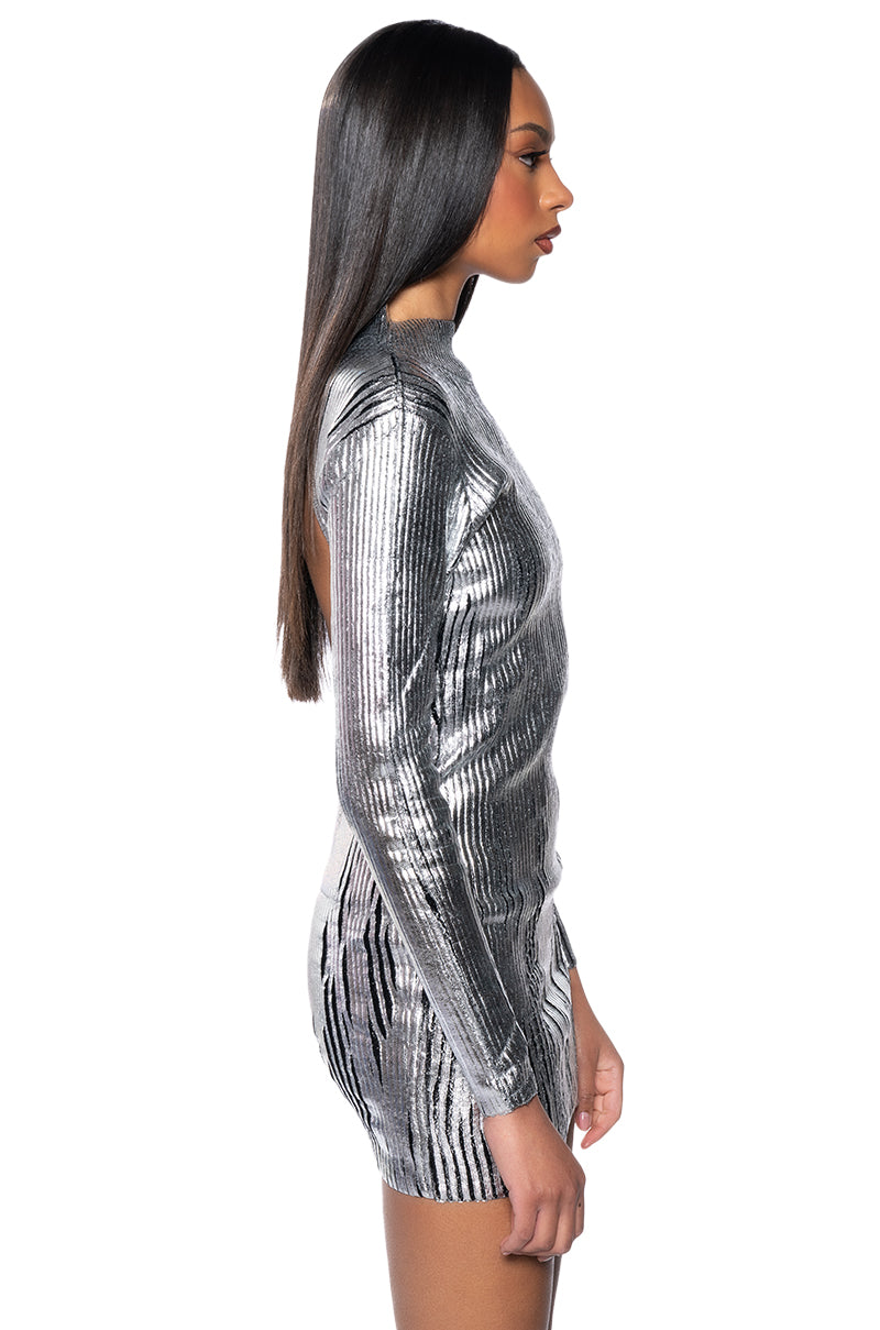 COOL GIRL METALLIC KNIT MINI DRESS AKIRA COOL GIRL METALLIC KNIT MINI DRESS AKIRA