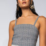 Front View Cool Girl Plaid Crop Top in Grey