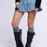 Front View Cool Girl Pleated Distressed Mini Skirt