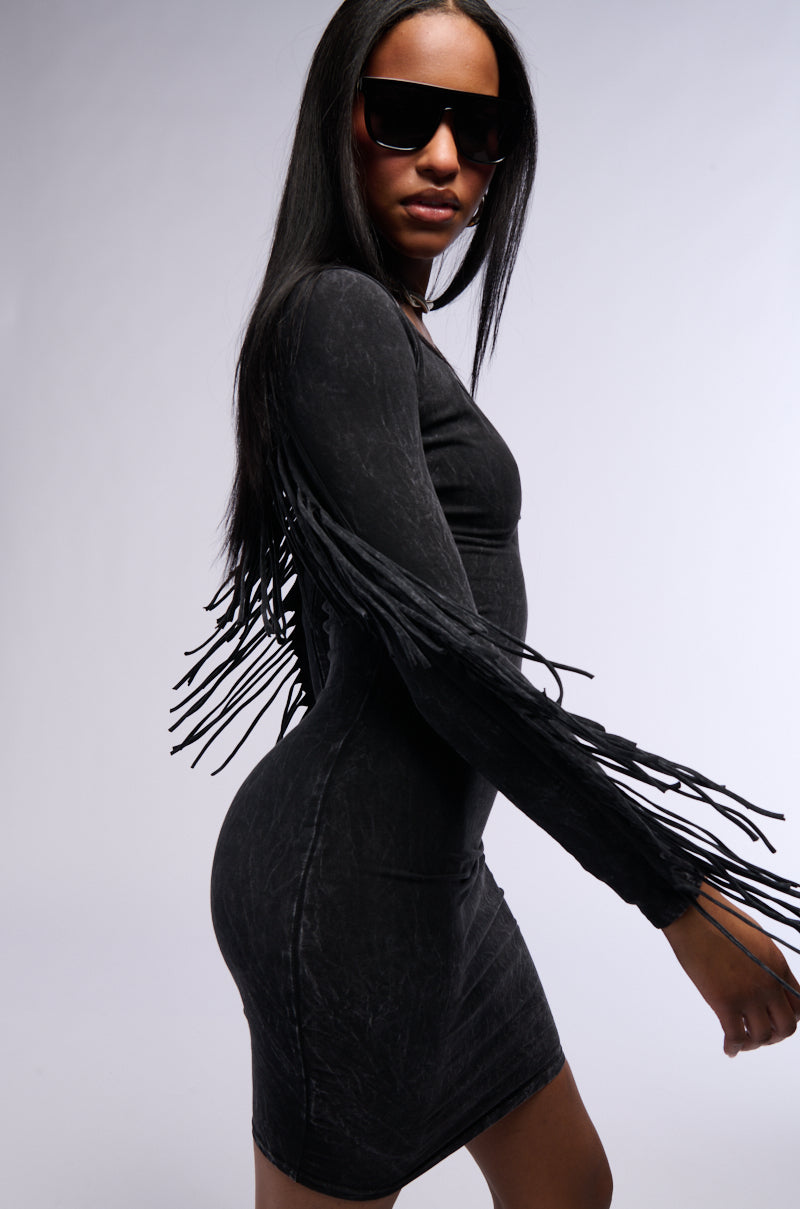 COOL IT COWBOY FRINGE MINI DRESS AKIRA COOL IT COWBOY FRINGE MINI DRESS AKIRA