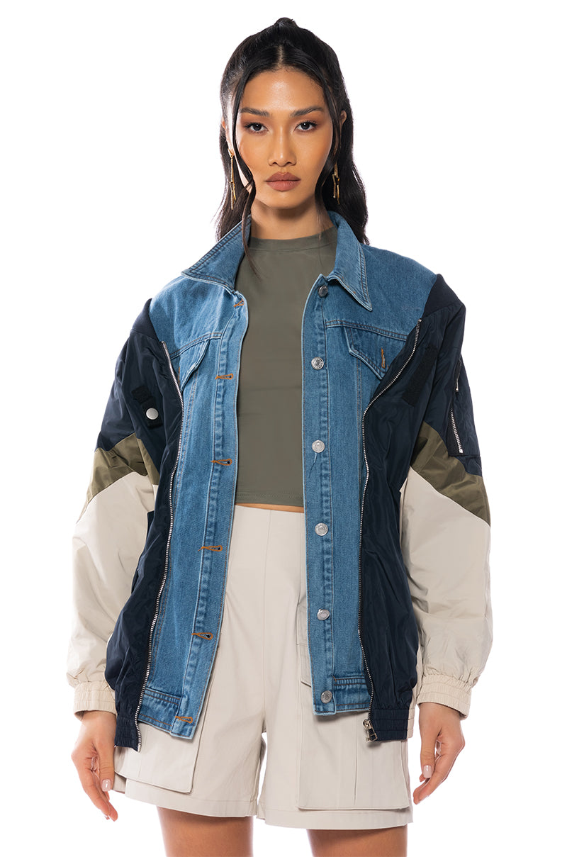 Front View Cooler Than Cool Mixed Media Bomber