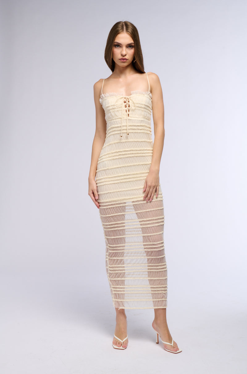 Detail View Coolest Girl In Town Mesh Midi Dress