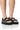 Front View Corta Embellished Flat Sandal In Black