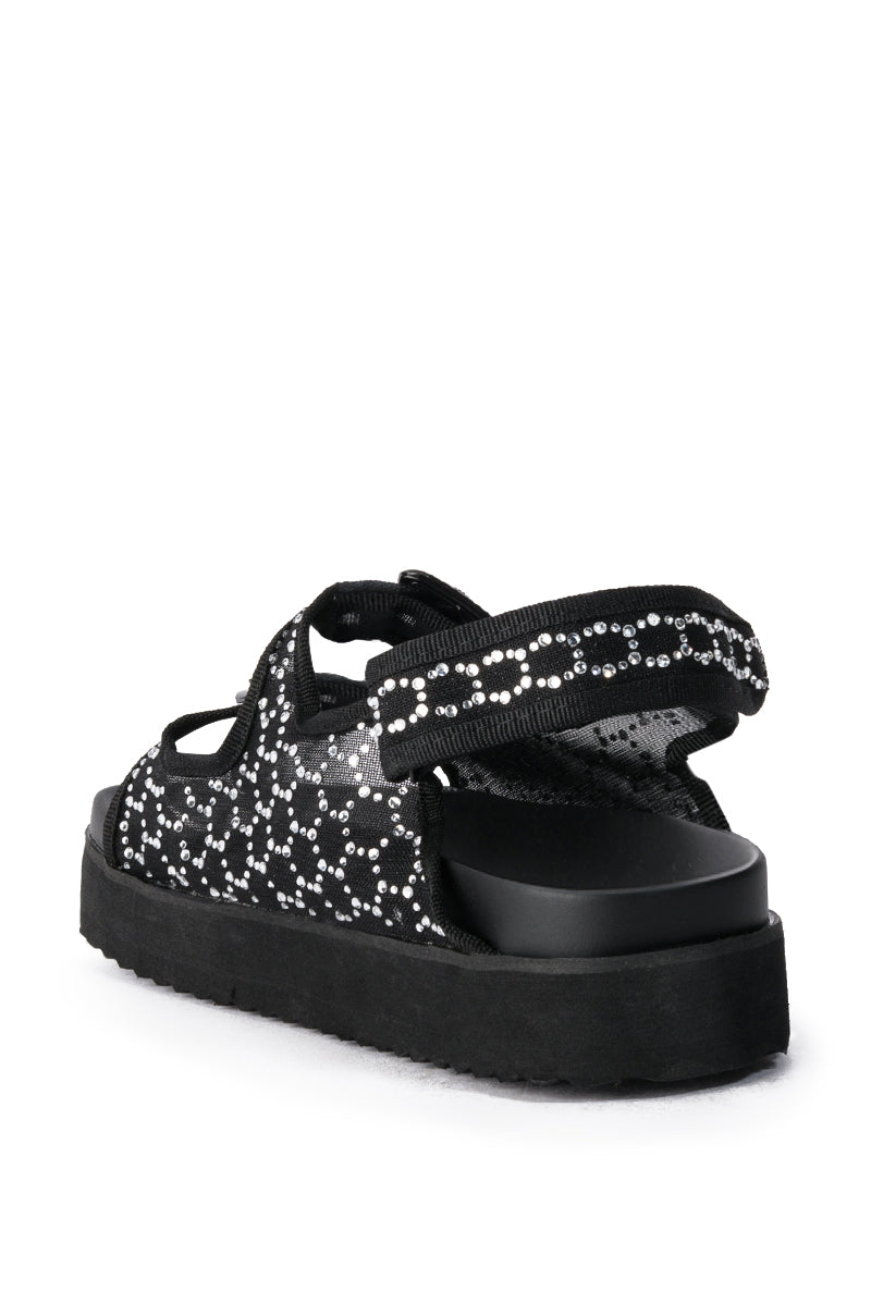 Detail View Corta Embellished Flat Sandal In Black