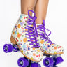 Front View Cosmic Skates Funky Floral Print Roller Skates
