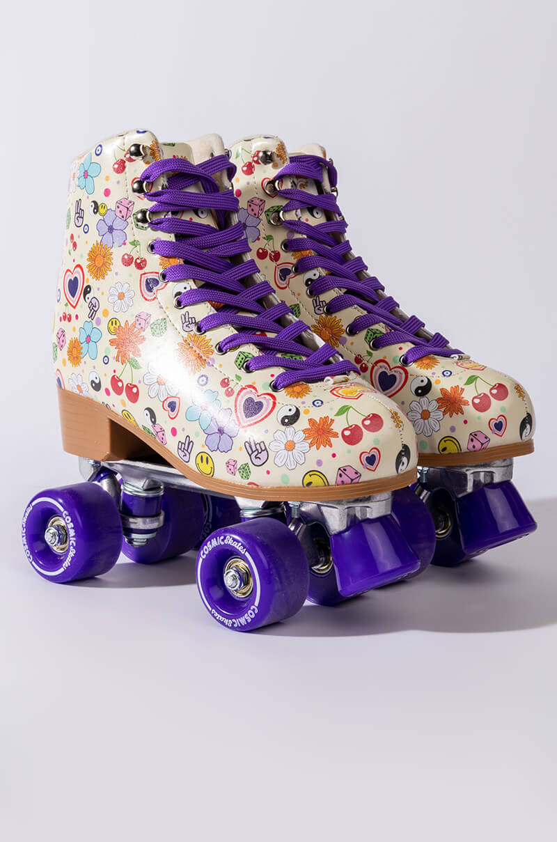 Full View Cosmic Skates Funky Floral Print Roller Skates