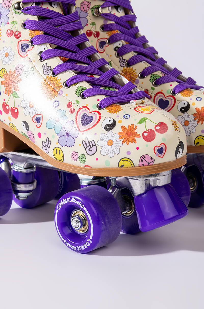 Extra View Cosmic Skates Funky Floral Print Roller Skates