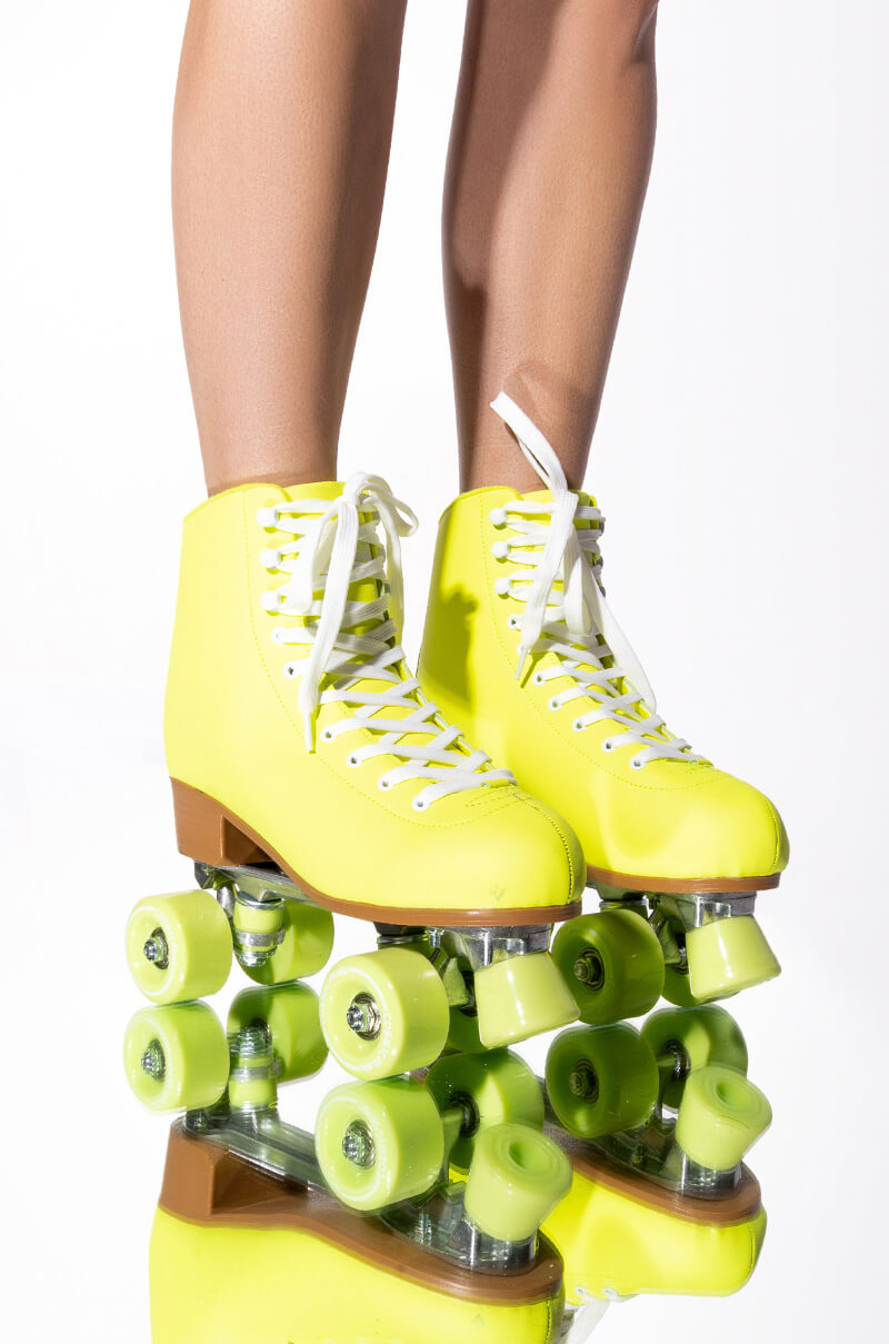 Front View Cosmic Skates Josie Lime Roller Skates