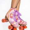 Front View Cosmic Skates Swirl Print Roller Skates