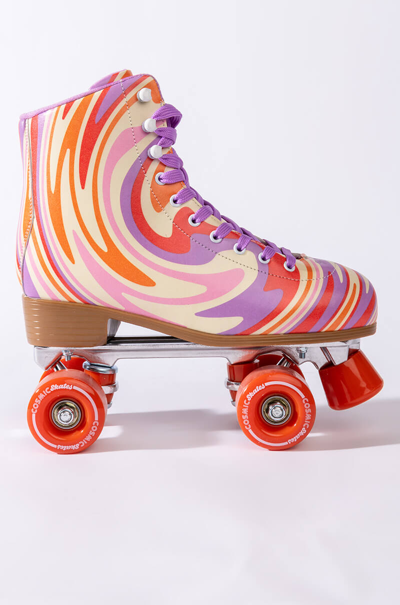 Detail View Cosmic Skates Swirl Print Roller Skates