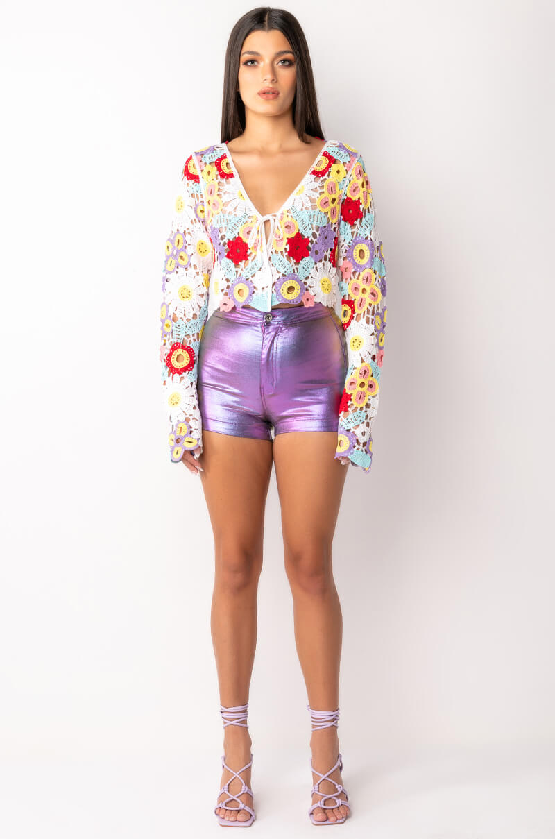 Extra View Cosmic Vibes Coated Metallic Short