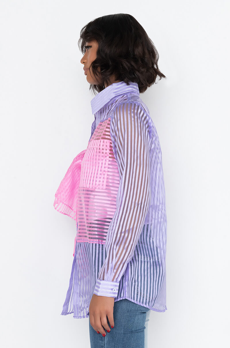 Back View Cotton Candy Long Sleeve Blouse