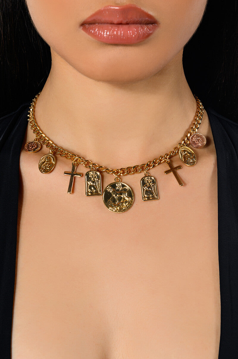Front View Count Your Blessings Charm Necklace