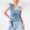 Front View Country Queen Denim Sleeveless Blouse