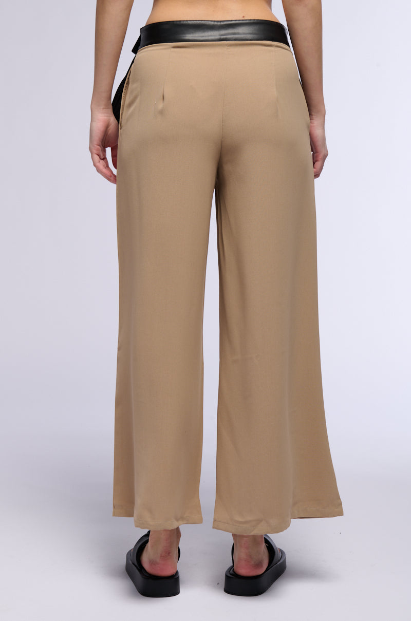 Back View Courtney Contrast Pu Pocket Trousers