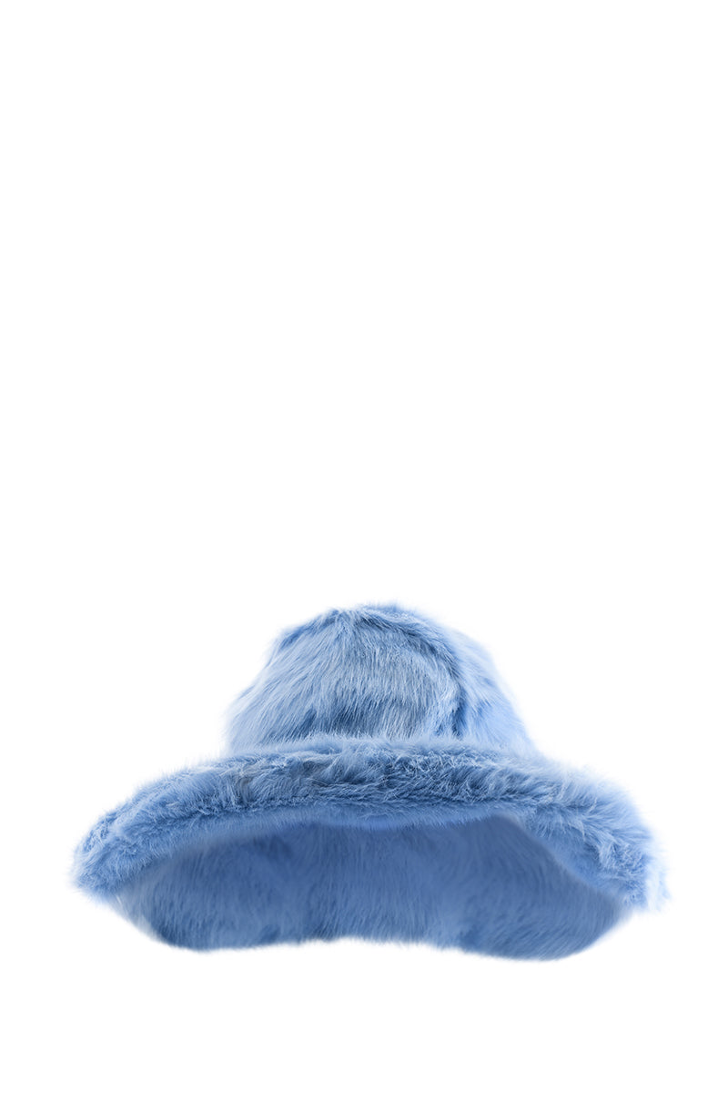 Side View Courtside Faux Fur Brim Hat With Denim Cap 4