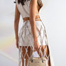 Front View Courtside Faux Leather Net Midi Skirt