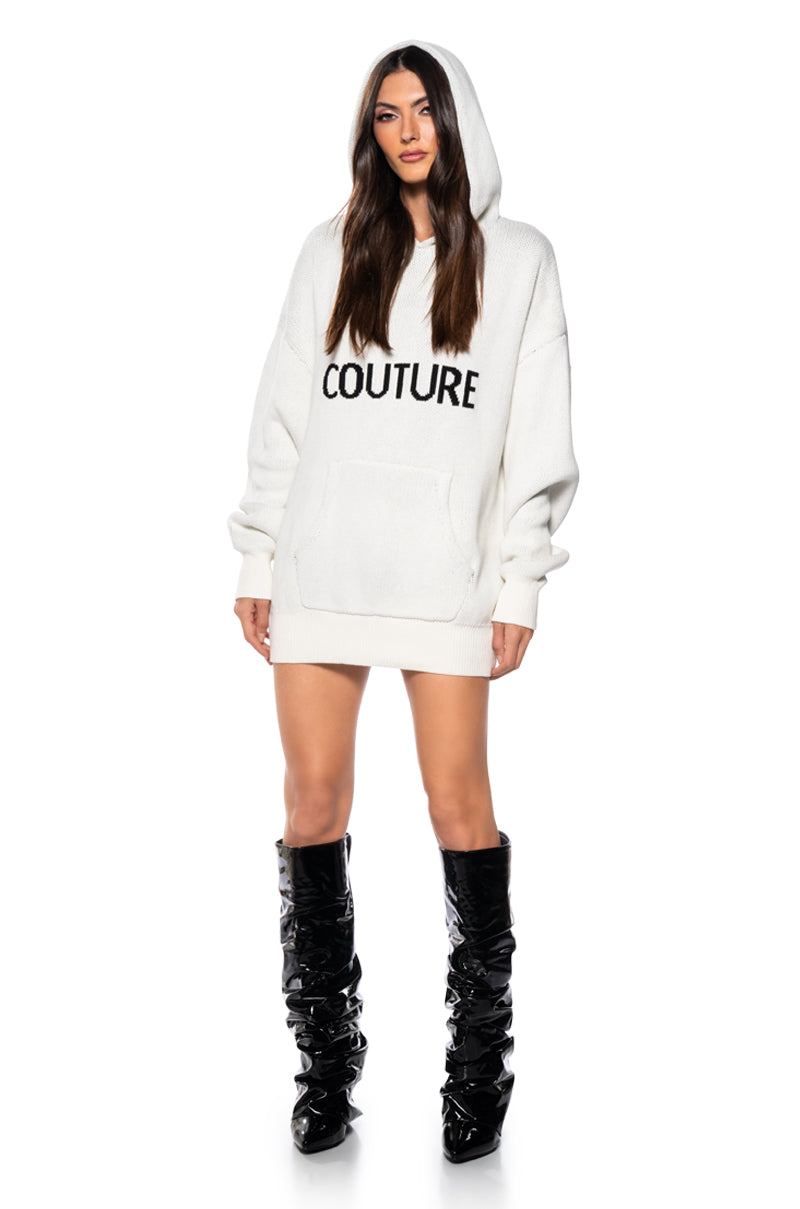 Full View Couture Oversized Hooded Sweater In Ivory