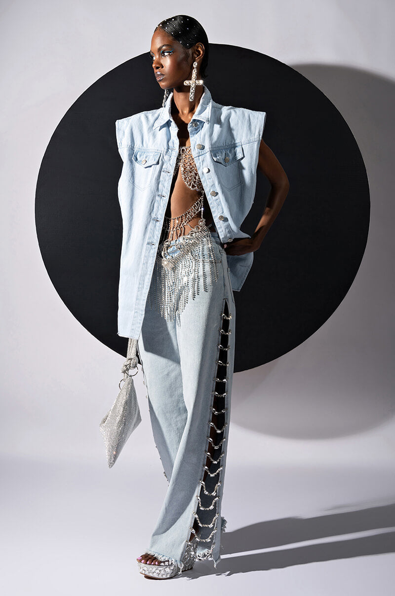 Side View Covered In Diamonds Relaxed Jeans