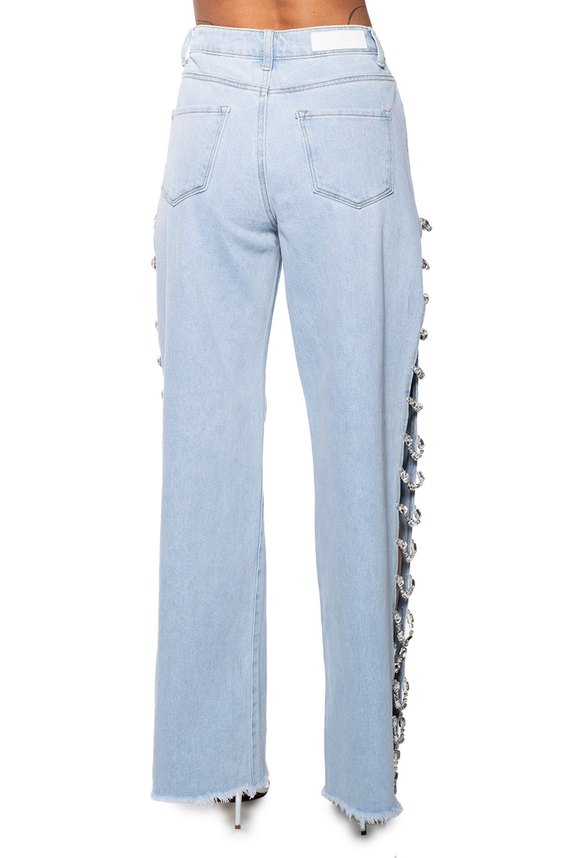 Full View Covered In Diamonds Relaxed Jeans