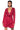 Front View Covet Faux Suede Trench Mini Dress In Red