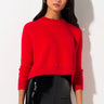 Front View Cozy And Chill Soft Crew Neck Sweater  in Red