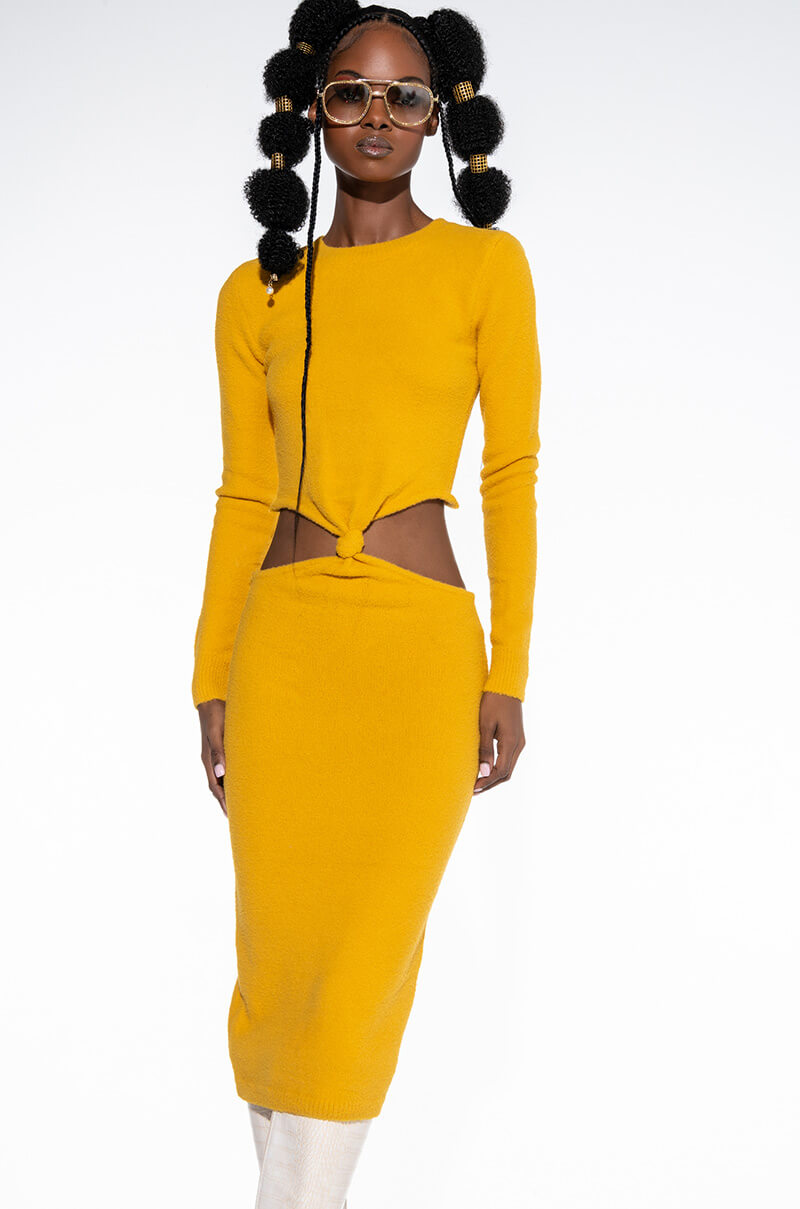 Front View Cozy But Cute Plush Sweater Midi Dress