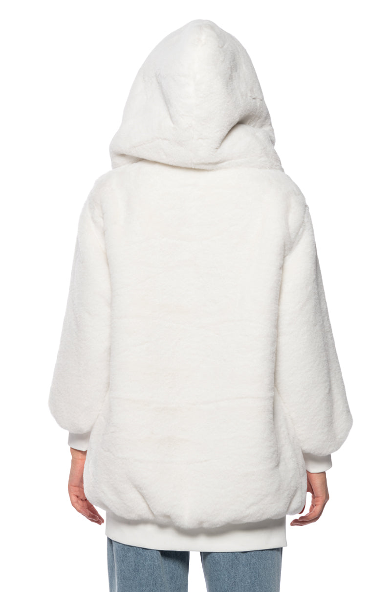 Extra View Cozy Up Faux Fur Boxy Longline Hoodie